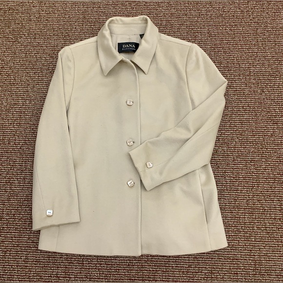 Women’s 10 Dana Buchman 100% Cashmere Square Button Pocketed Blazer Coat Jacket - Picture 12 of 13